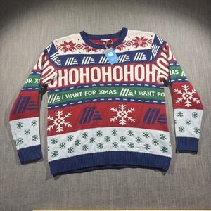 ALDI Gear Sweater Mens Large Multicolor HOHOHO Ugly Christmas Holiday Pullover